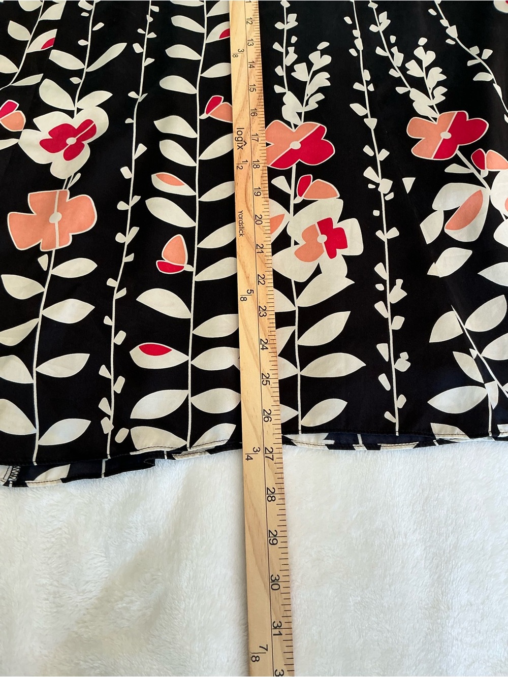 Talbots Petites Pure Silk Floral Print A-Line Skirt Size 12P Black Pink - Picture 13 of 13